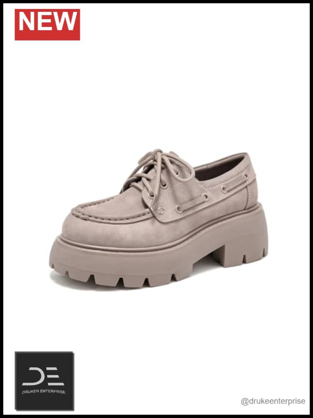 Women's Platform Oxford Shoes Suede Leather Chunky Heel Lace-Up
